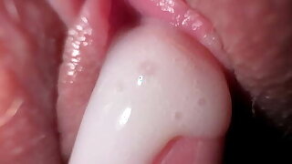 Extremely closeup sex with friend's fiance, tight creamy fuck and cum on spread pussy